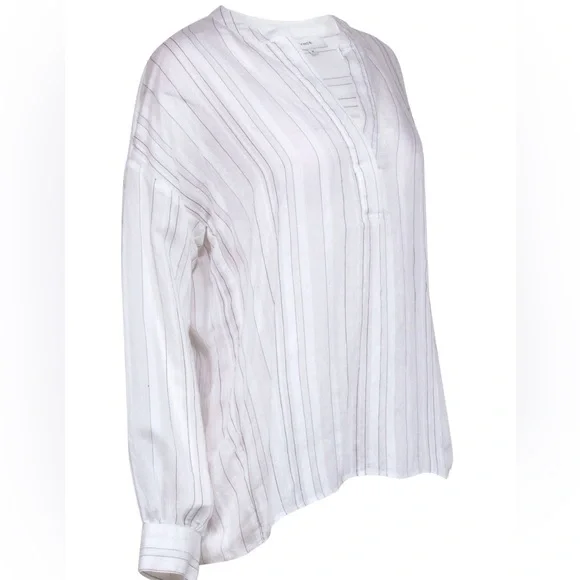 Vince V-neck Tunic Blouse with Stripe - Picture 2 of 7